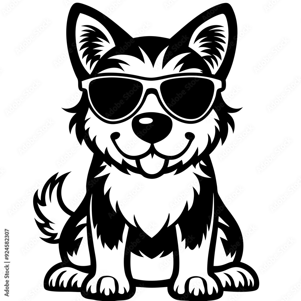 cute dog wearing sunglasses vector,dog silhouette cute dog wearing sunglasses vector,dog silhouette