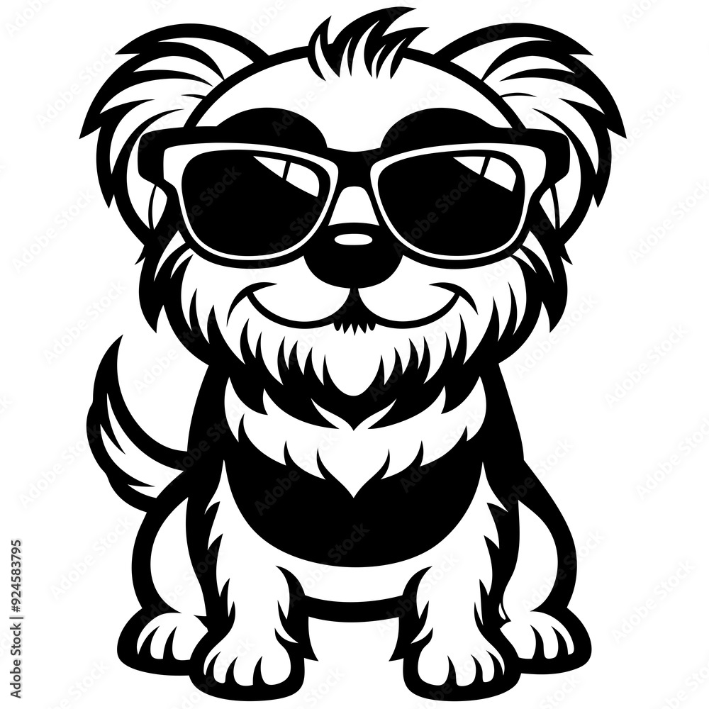 Fototapeta premium cute dog wearing sunglasses vector,dog silhouette