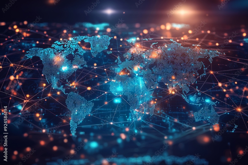 Global Digital Business Network Connection Illustration created with Generative AI Global Digital Business Network Connection Illustration created with Generative AI