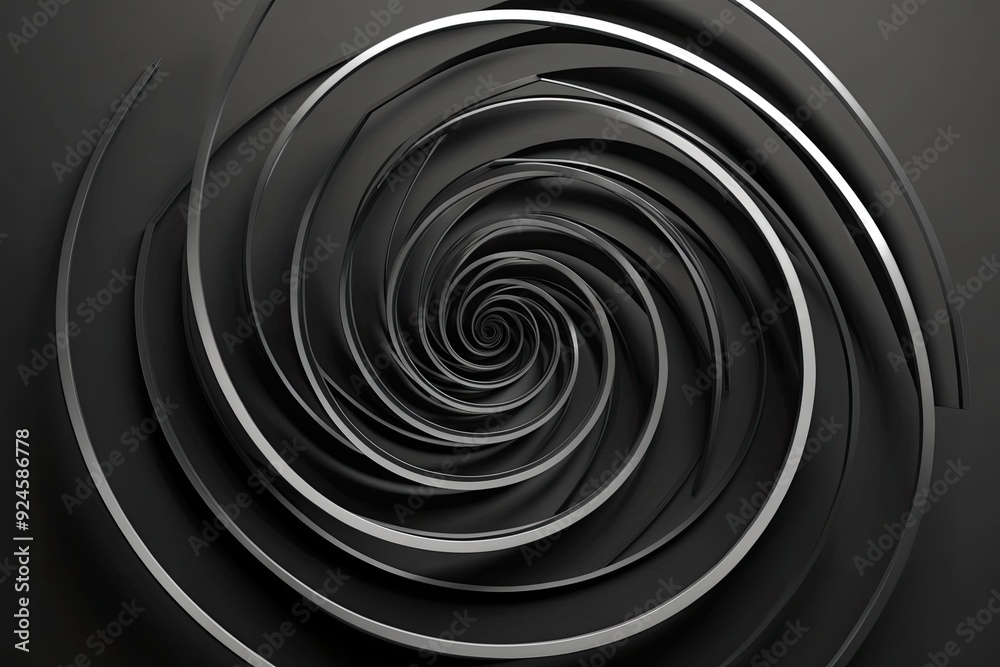 Stunning 3D Geometric Spiral Designs on a Deep Black Background Stunning 3D Geometric Spiral Designs on a Deep Black Background