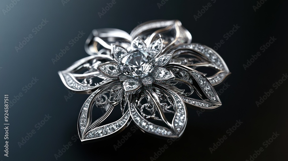 Diamond Flower Pendant with Intricate Filigree Design Diamond Flower Pendant with Intricate Filigree Design