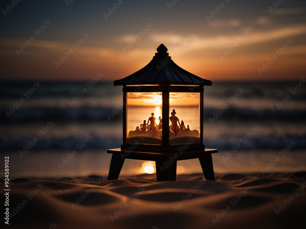 Shrine at beach against sky during sunset Shrine at beach against sky during sunset