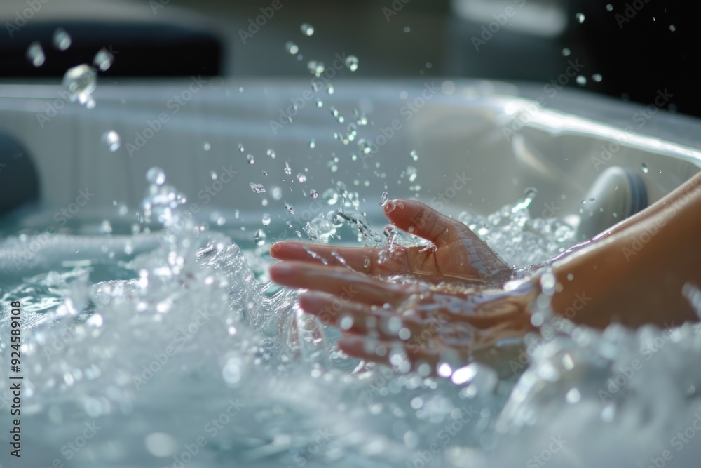 Fototapeta premium Hand Splashing in Hot Tub