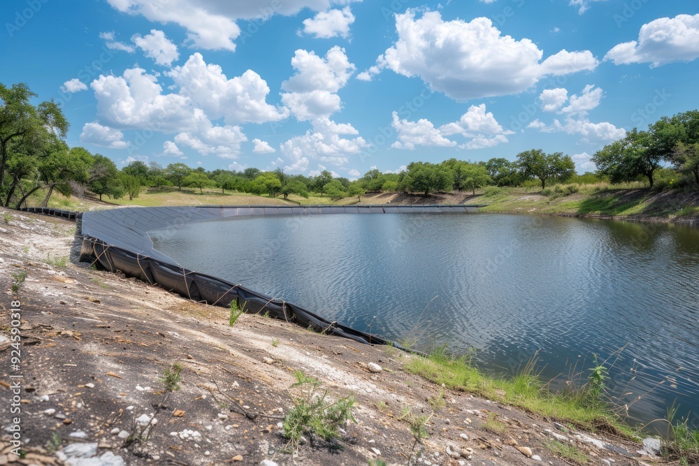 Expansive Landscape with Calm Pond and Lush Trees Expansive Landscape with Calm Pond and Lush Trees