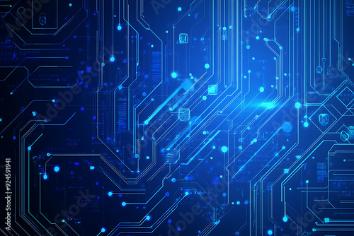 Wallpaper Mural Futuristic vector illustration of a blue circuit board with intricate digital tech elements, perfect for advanced technology backgrounds.
 Torontodigital.ca