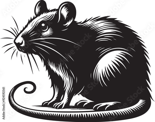 rat silhouette vector art illustration