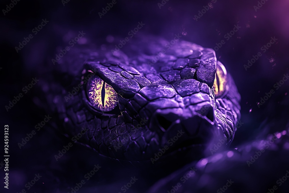 A purple snake with yellow eyes A purple snake with yellow eyes