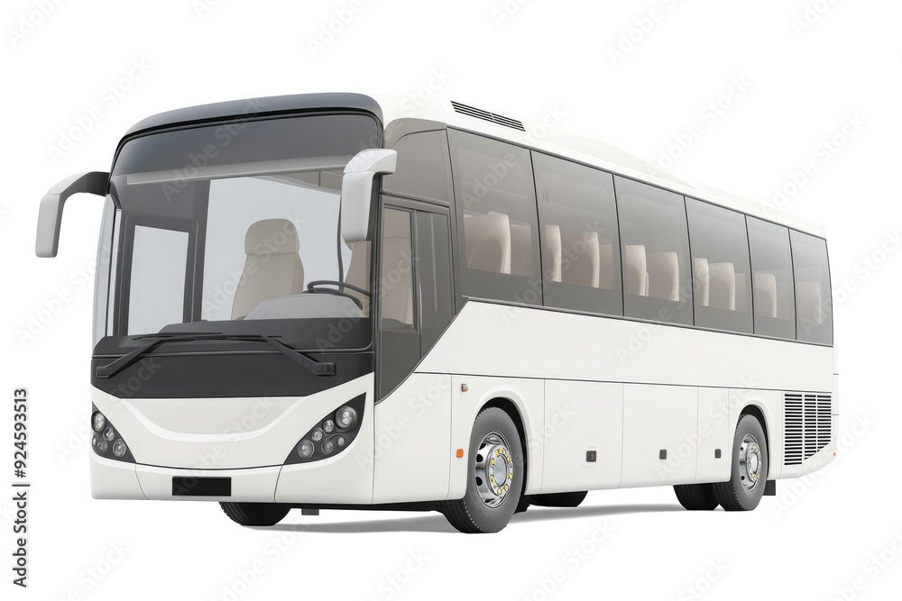 Big touristic coach bus for comfortable trip isolated on transparent background