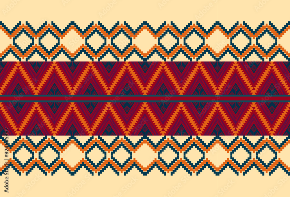 © narrn - abstract Traditional geometric ethnic fabric pattern ornate elements with ethnic patterns design for textiles, rugs, clothing, sarong, scarf, batik, wrap, embroidery, print, curtain, carpe