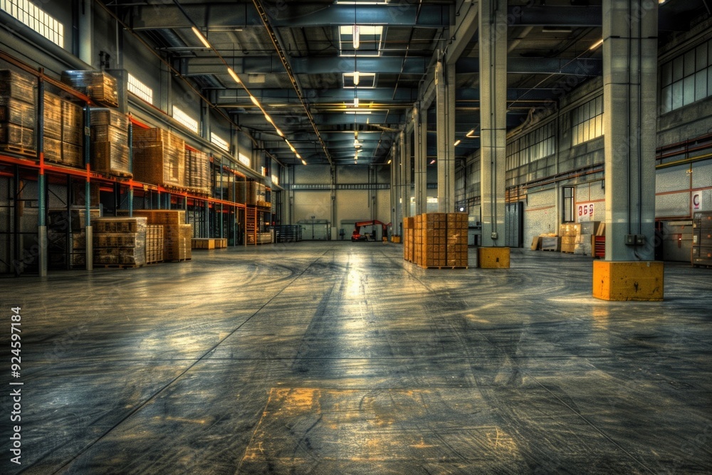 A large warehouse filled with many storage boxes A large warehouse filled with many storage boxes