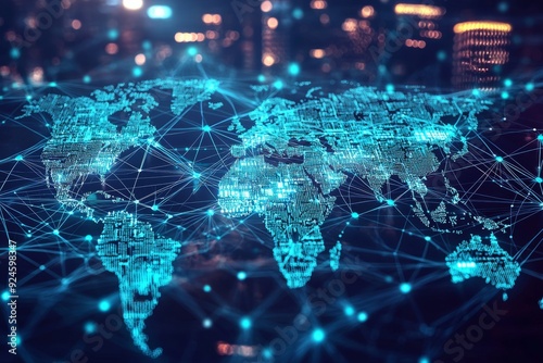 Global Digital Business Network Connection Illustration created with Generative AI