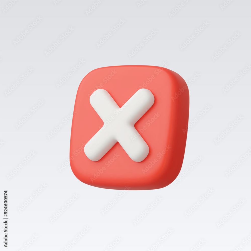 Obraz premium 3d Realistic Red cross checkmark sign vector illustration