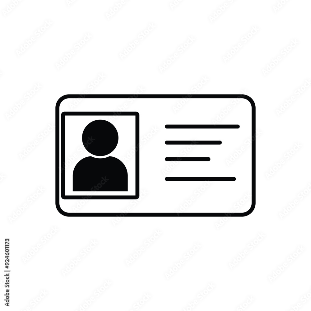 Id card icon. License identification icon on white background. Id card, driving license business card stroke icon. Vector illustration. eps 10.
Id card icon. License identification icon on white background. Id card, driving license business card stroke icon. Vector illustration. eps 10.