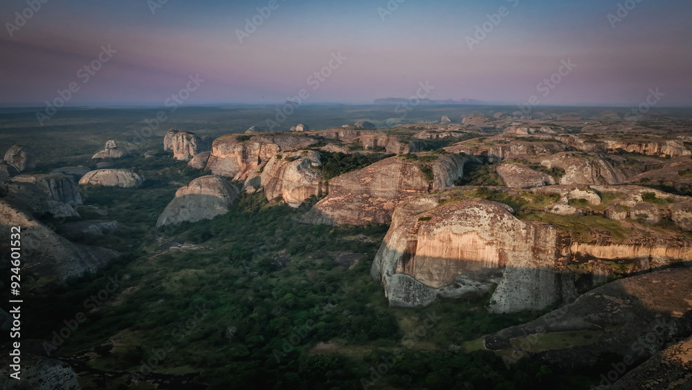 Majestic view of Pedras Negras Mountains at dusk in Angola Majestic view of Pedras Negras Mountains at dusk in Angola