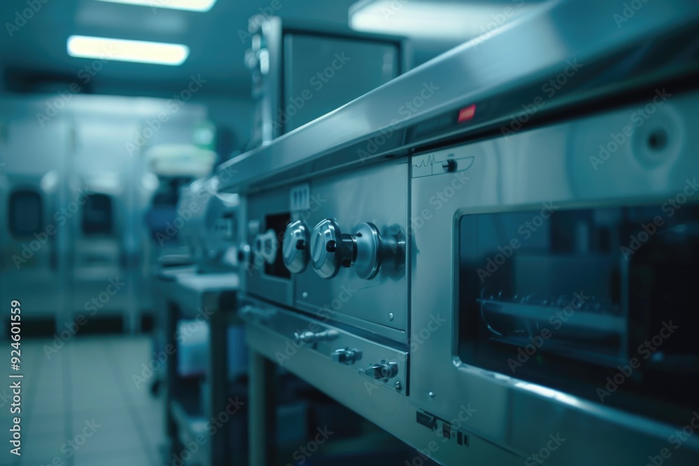 Row of professional-grade ovens in a busy commercial kitchen setting Row of professional-grade ovens in a busy commercial kitchen setting