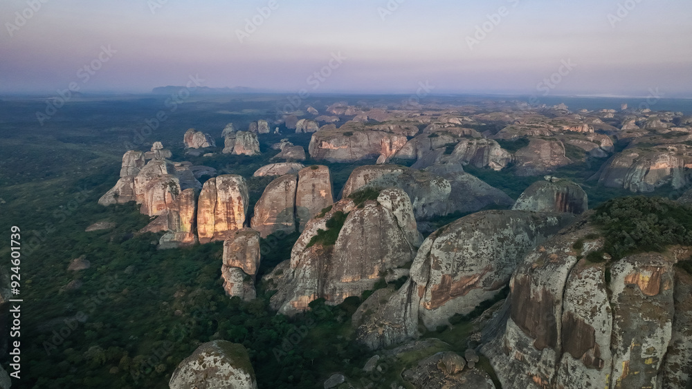Stunning view of the Pedras Negras Mountains during golden hour in Angola Stunning view of the Pedras Negras Mountains during golden hour in Angola