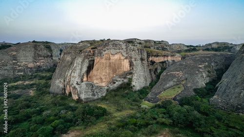 Breathtaking view of the Pedras Negras Mountains in Angola during dusk