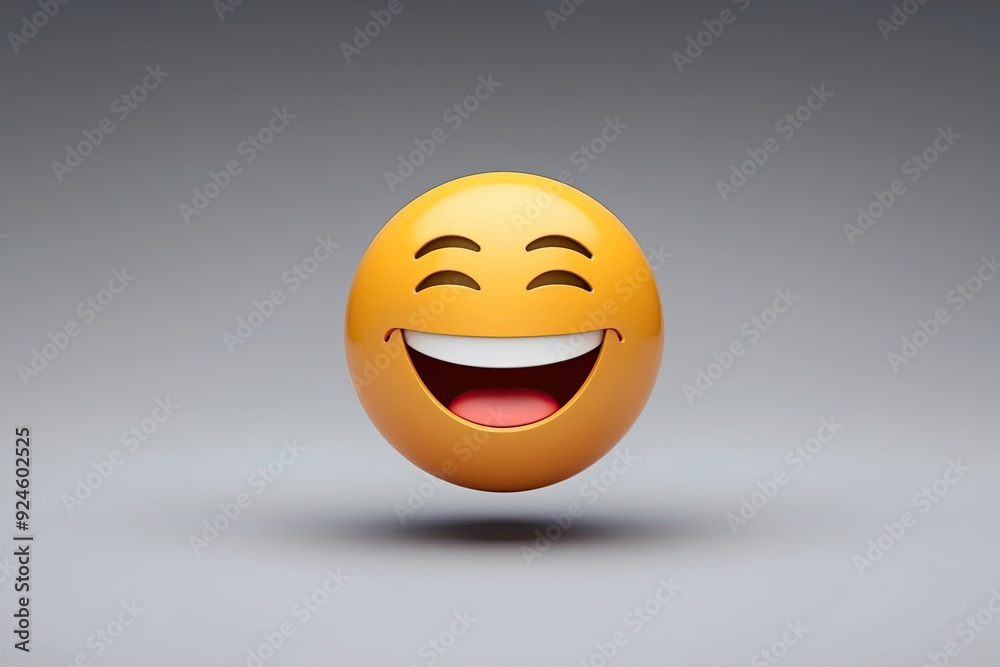 Fototapeta premium 3D Laughing Emoji Face Happy Joyful Expression