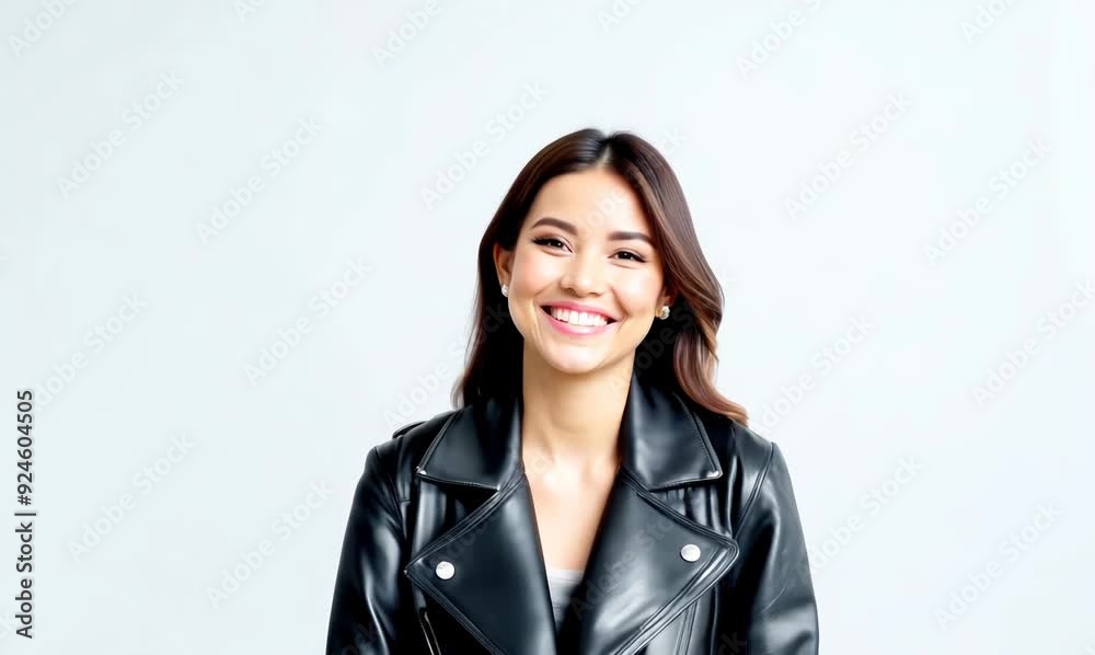 portrait of a beautiful asian woman smiling against a white background portrait of a beautiful asian woman smiling against a white background