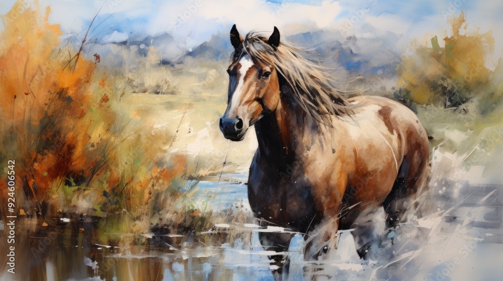 Wild Horse in natural habitat.