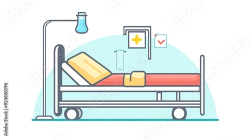 Hospital Bed Medical Icon Representing Healthcare and Patient Care Services