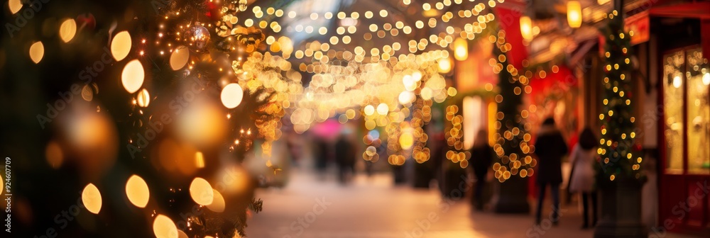 A bustling Christmas street market adorned with festive lights, vibrant displays, and decorated trees capturing the holiday spirit and excitement. A bustling Christmas street market adorned with festive lights, vibrant displays, and decorated trees capturing the holiday spirit and excitement.