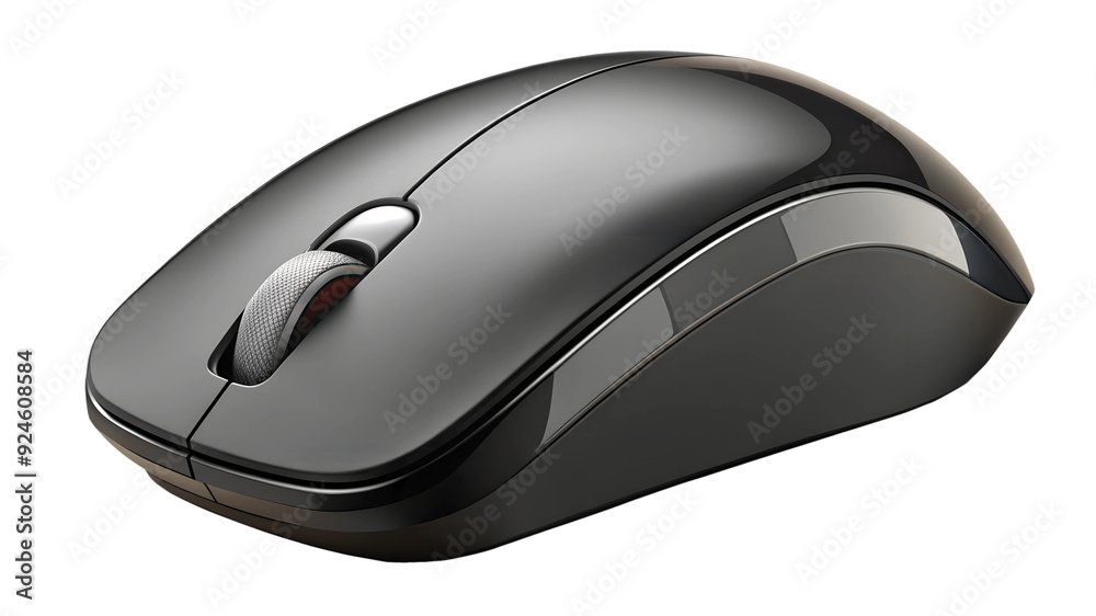 Sleek black wireless mouse for computers isolated Sleek black wireless mouse for computers isolated