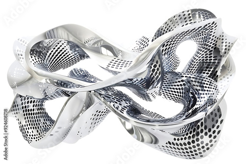 Abstract Silver Sculpture with Transparent Background: A Modern Art Piece with a Geometric Design