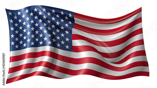 Waving American flag symbolizing freedom and patriotism isolated on transparent background png 