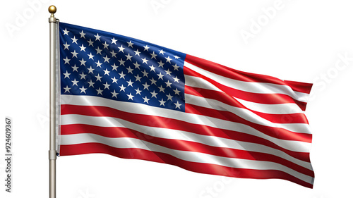 Waving American flag symbolizing freedom and patriotism isolated on transparent background png 