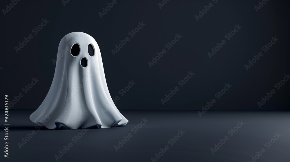 3D ghost floating in front of dark background 3D ghost floating in front of dark background