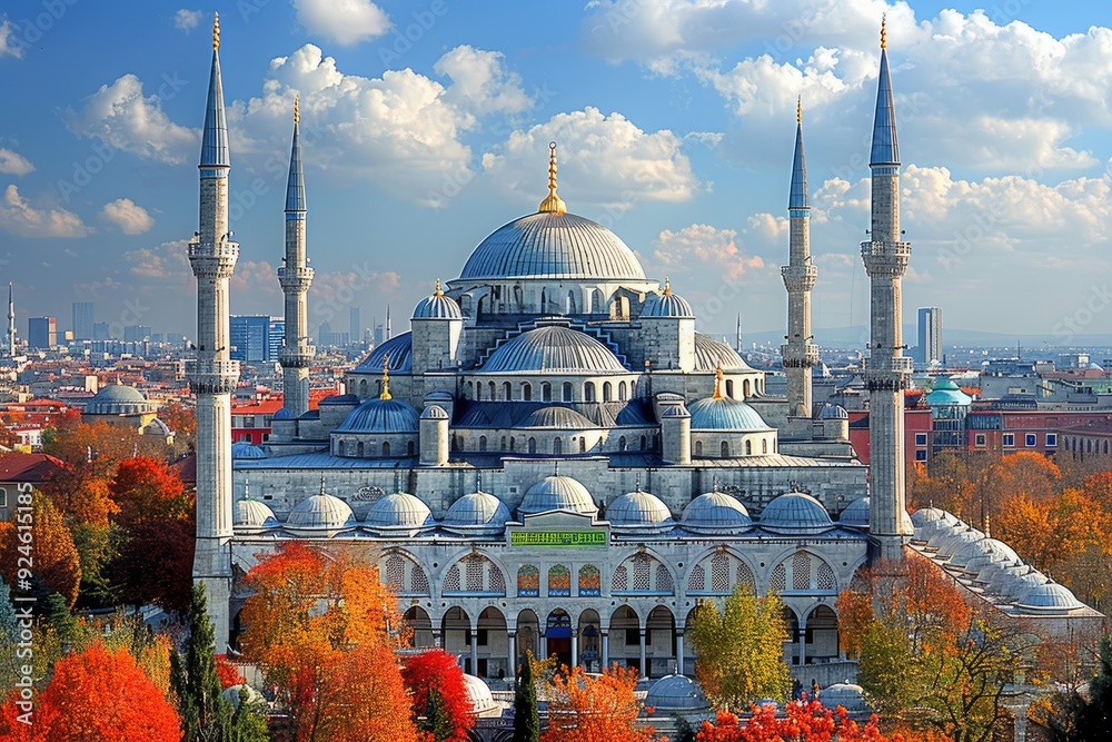 Fototapeta premium The Mosque with Fall Foliage