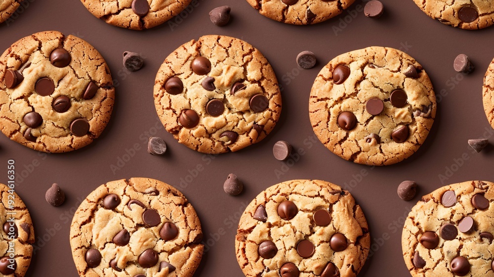 Seamless pattern with chocolate chip cookie