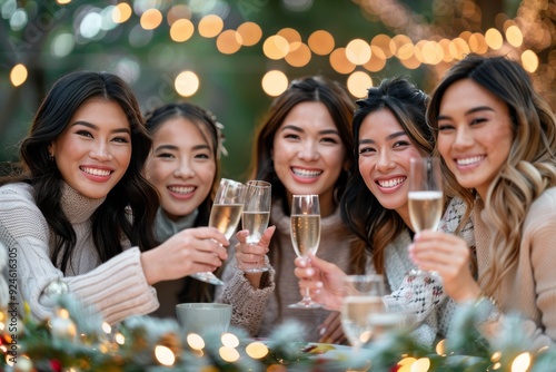 Friends Celebrating With Toasts and Drinks at an Outdoor Gathering in the Eve...