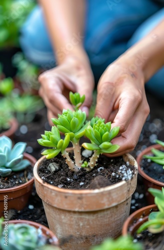 Planting Succulents in Terracotta Pots at a Garden Workshop