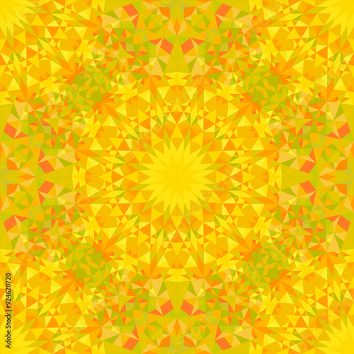 Abstract bohemian seamless golden polygonal mandala pattern background - mosaic geometrical vector wallpaper