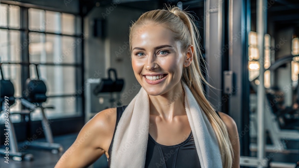 smiling woman in a black workout outfit smiling woman in a black workout outfit