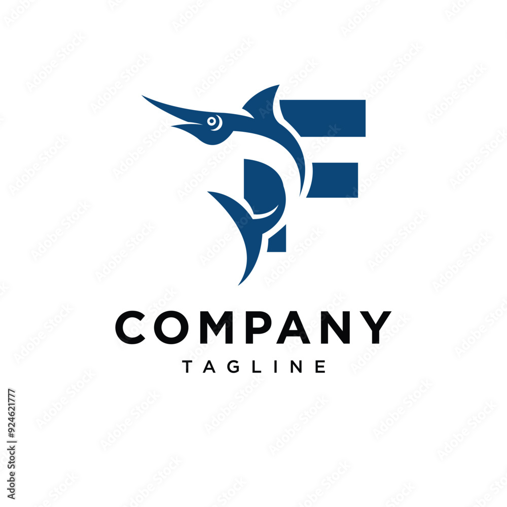 Letter F Blue Marlin Fish Logo Icon Vector Letter F Blue Marlin Fish Logo Icon Vector