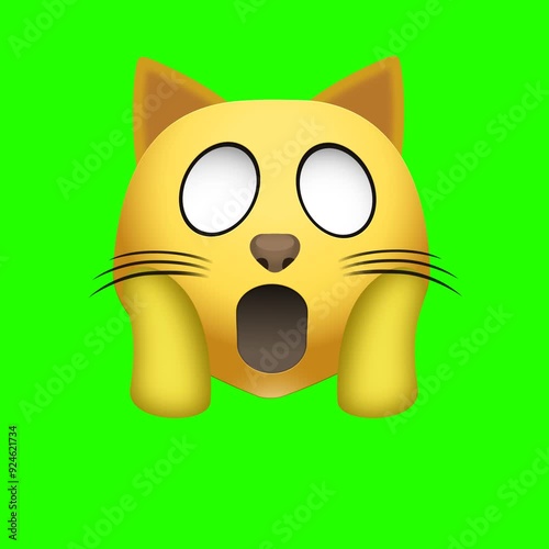 Animated Facebook emoji of a surprised cat face