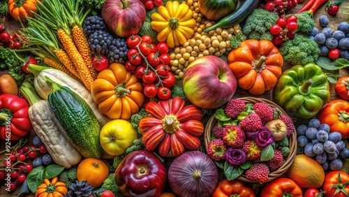 Earthy Abundance: Vibrant, rich, organic, warm hues, natural textures