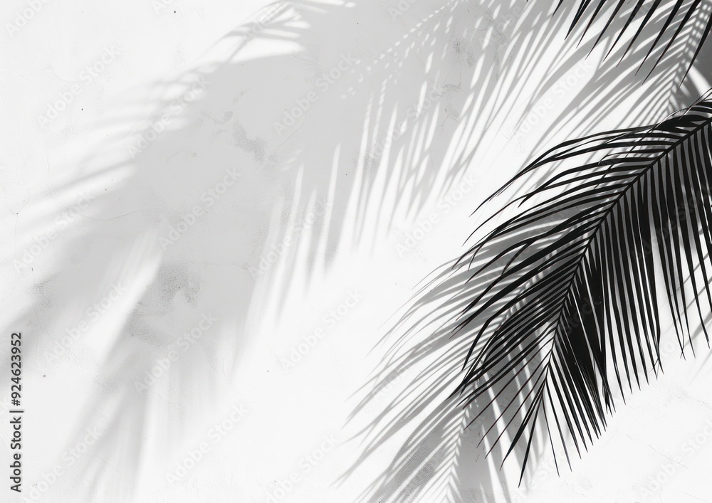 Obraz premium Palm Leaf Shadow on White Wall