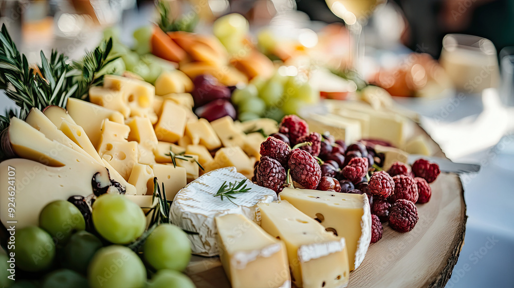 A vibrant cheese platter featuring various cheeses, fruits, and garnishes, perfect for entertaining or gourmet events. A vibrant cheese platter featuring various cheeses, fruits, and garnishes, perfect for entertaining or gourmet events.