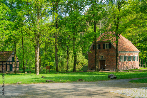 Buildings at the old monastery and water Castle in Dinklage in northern Germany in spring photo