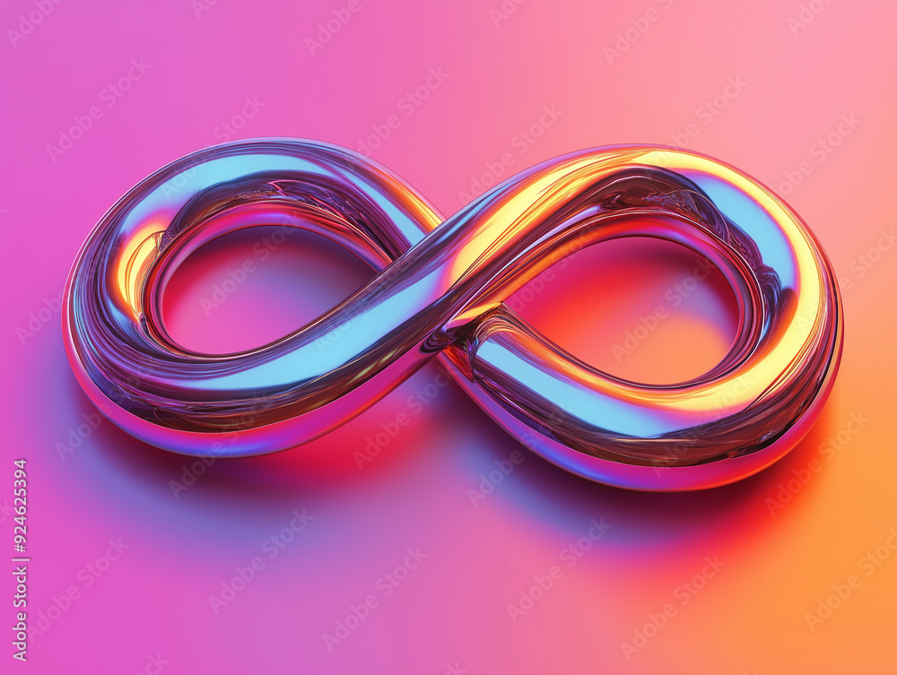 a glossy infinity sign in vibrant hues, with sharp reflections a glossy infinity sign in vibrant hues, with sharp reflections