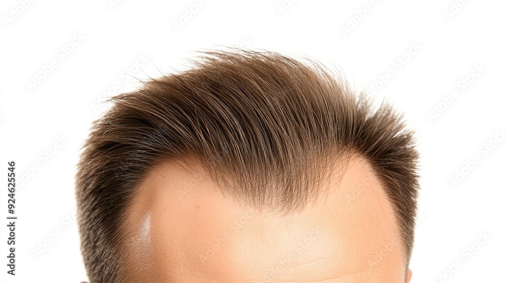 A thoughtful man with thinning hair poses against a clean white background, capturing a moment of introspection in a controlled studio setting A thoughtful man with thinning hair poses against a clean white background, capturing a moment of introspection in a controlled studio setting