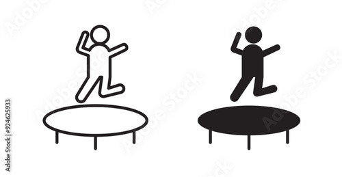 Trampolining vector icon in solid and outline style