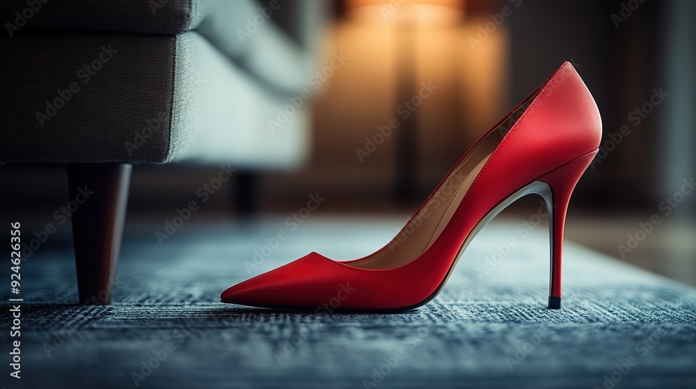 Stylish Red High Heel Pump on a White Background, Emphasizing Elegant Footwear Design Stylish Red High Heel Pump on a White Background, Emphasizing Elegant Footwear Design