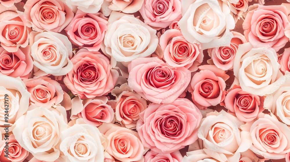 Fototapeta premium Seamless background with pink and white rose