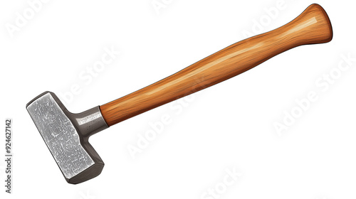 Angle hammer with wooden handle isolated on transparent background 
