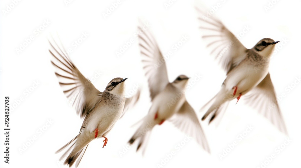 Fototapeta premium Graceful Birds in Flight Against a Soft Background